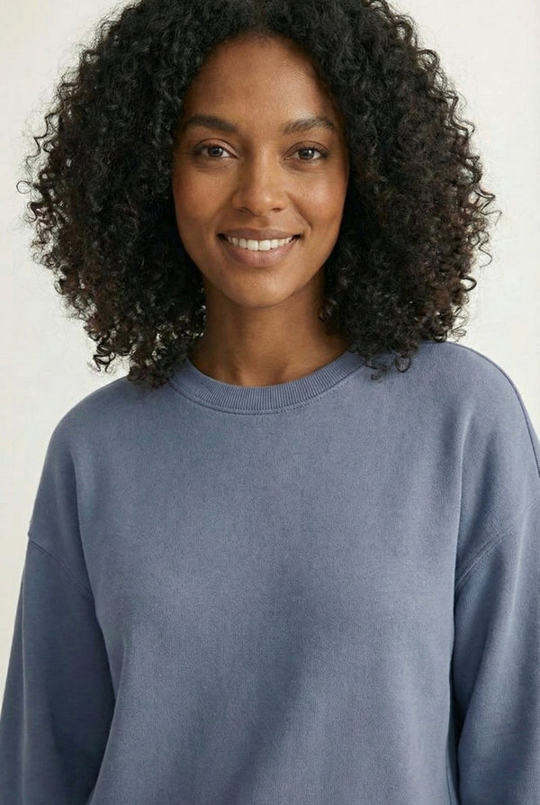 LOHNR Column Set in Stone Blue - Women's Smooth Sweatshirt Lounge Set