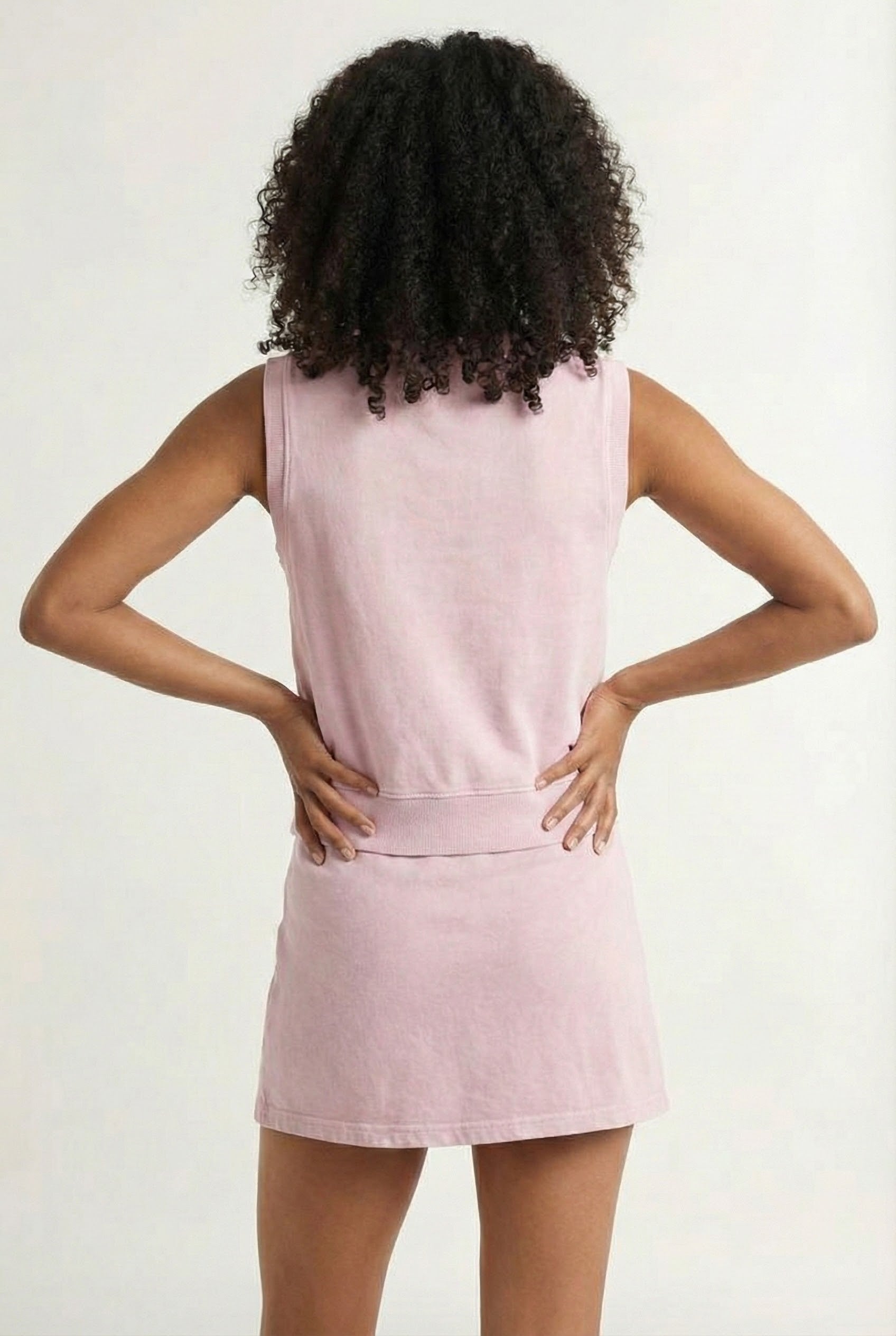 LOHNR Cotton Skirt Set in Pink - Relaxed 100% mineral cotton tank and wrap skirt with built-in shorts