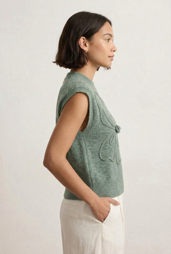 LOHNR premium women's sleeveless loungewear sweatshirt in Eucalyptus