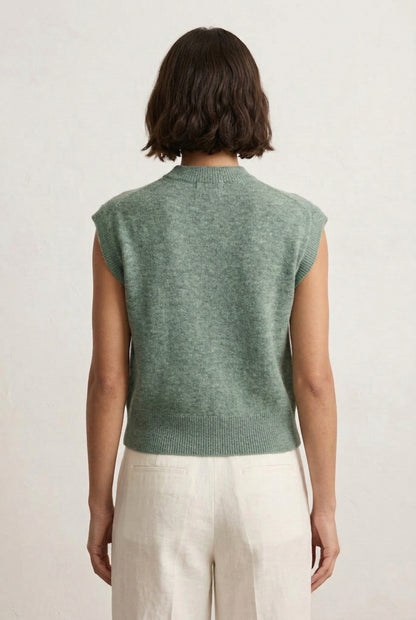 LOHNR premium women's sleeveless loungewear sweatshirt in Eucalyptus