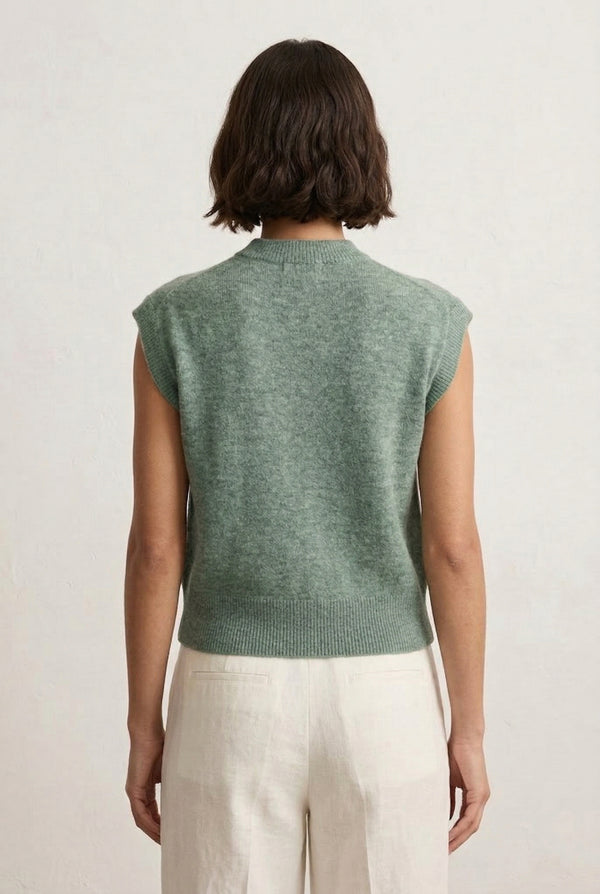 LOHNR premium women's sleeveless loungewear sweatshirt in Eucalyptus