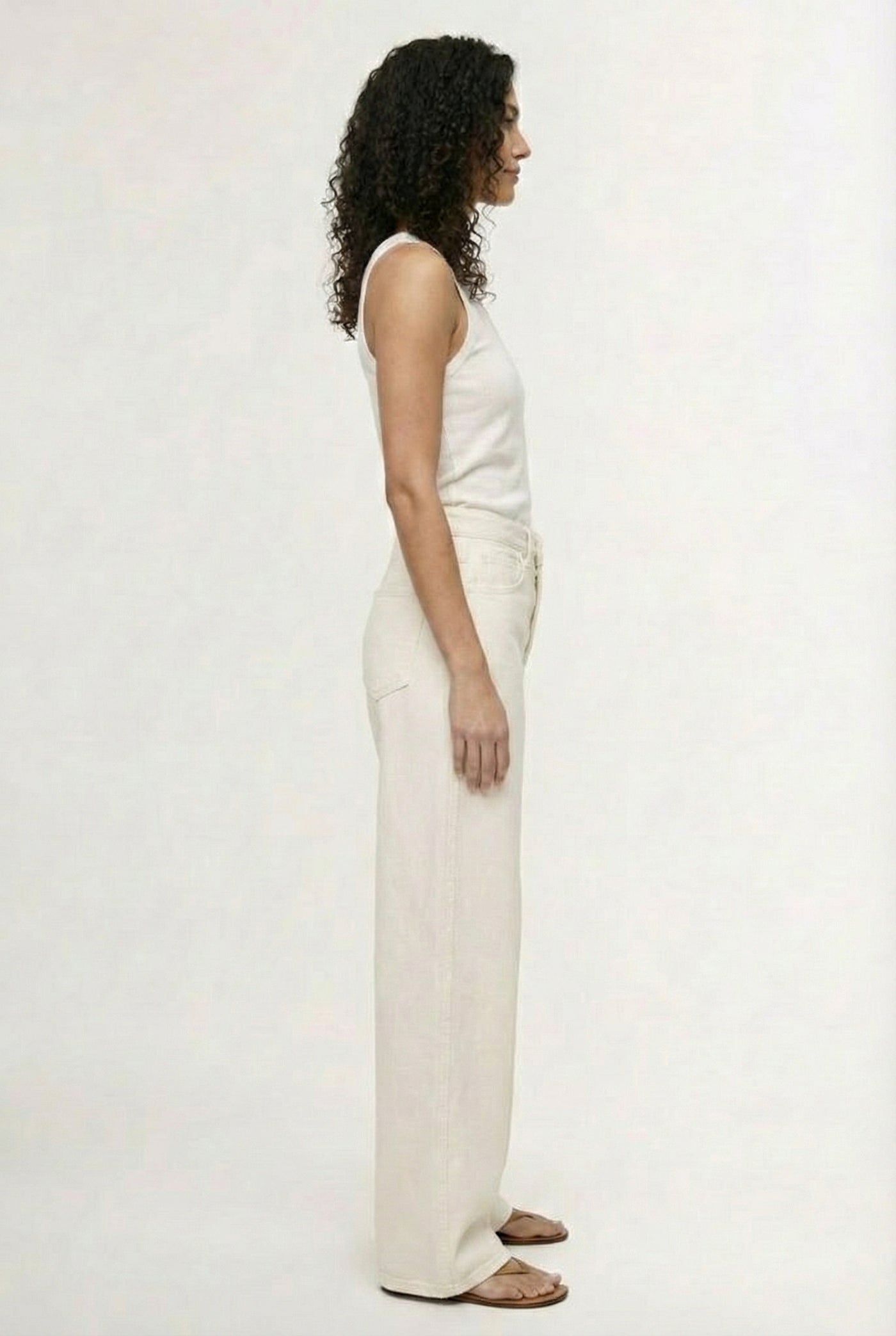 Lohnr Farrah Jean in Alabaster - High-waisted wide-leg denim