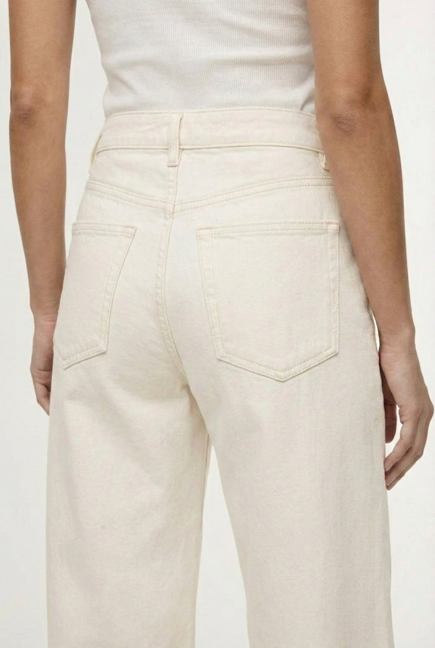 Lohnr Farrah Jean in Alabaster - High-waisted wide-leg denim