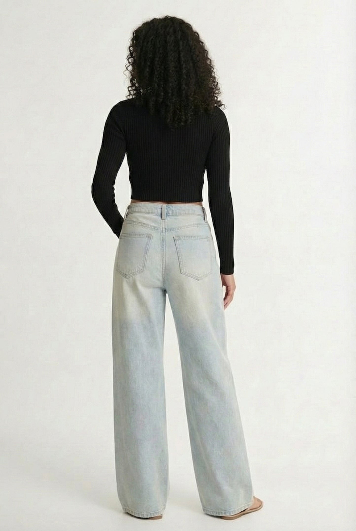 Lohnr Farrah Jean in Chalk Blue - High-waisted wide-leg denim