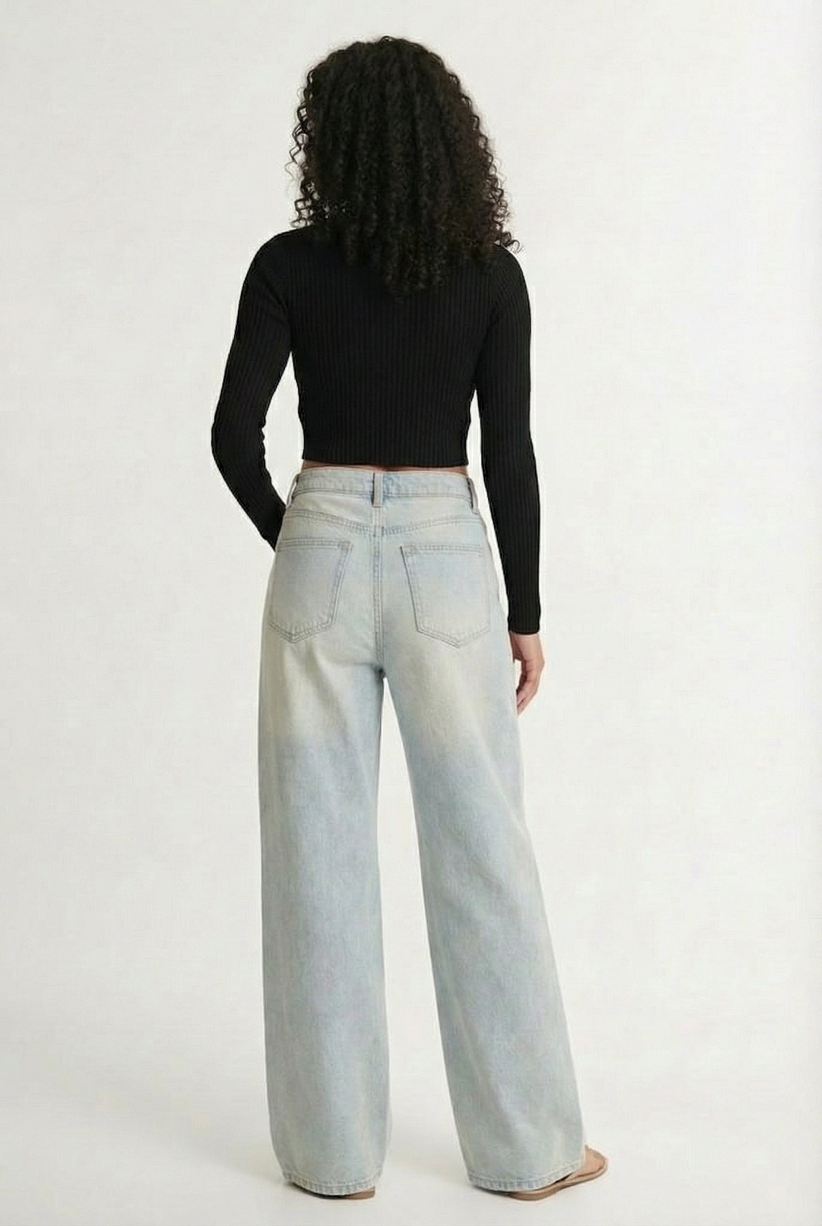 Lohnr Farrah Jean in Chalk Blue - High-waisted wide-leg denim