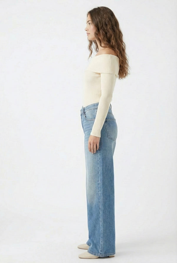 Lohnr Farrah Jean in Heritage Indigo - High-waisted wide-leg denim