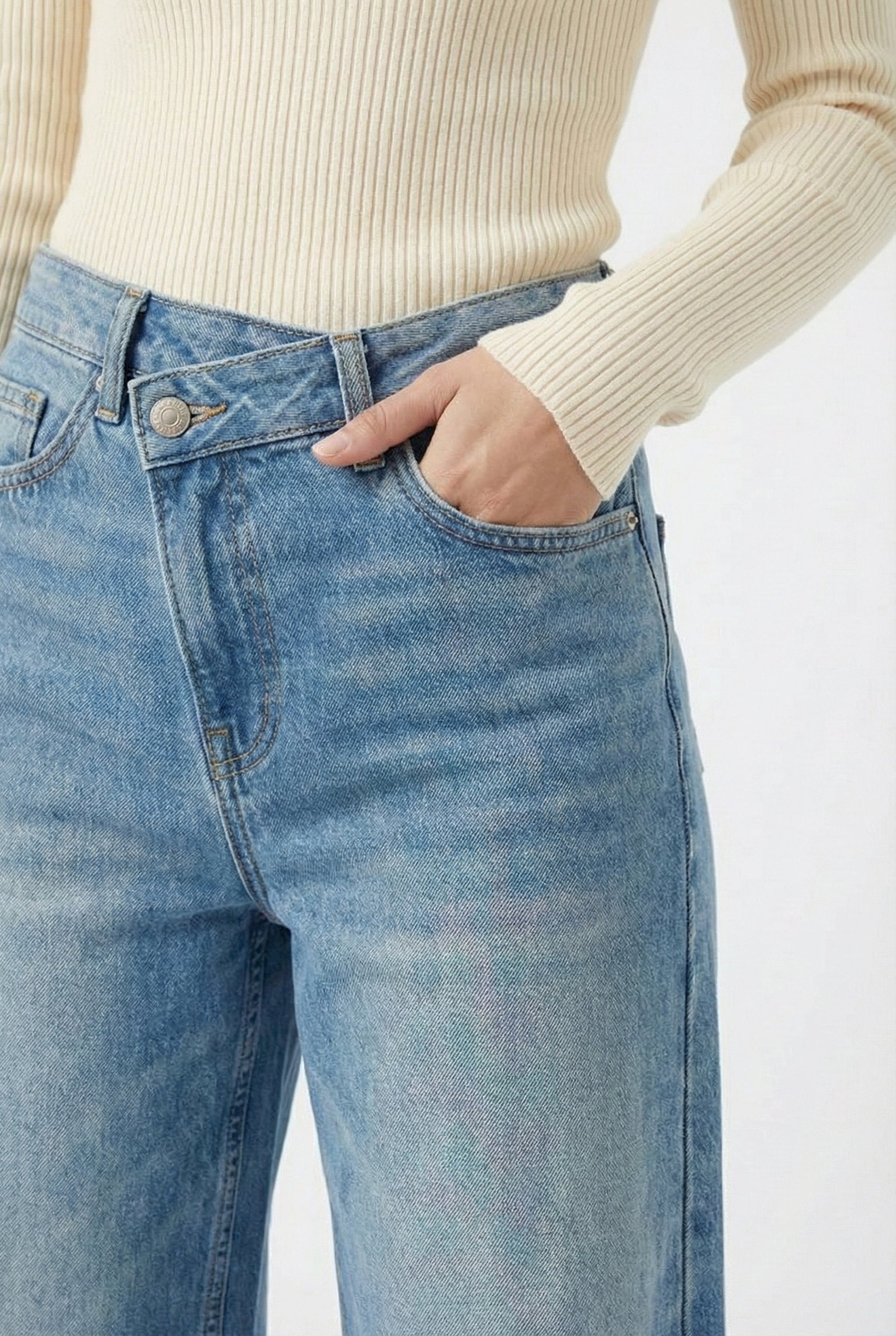 Lohnr Farrah Jean in Heritage Indigo - High-waisted wide-leg denim