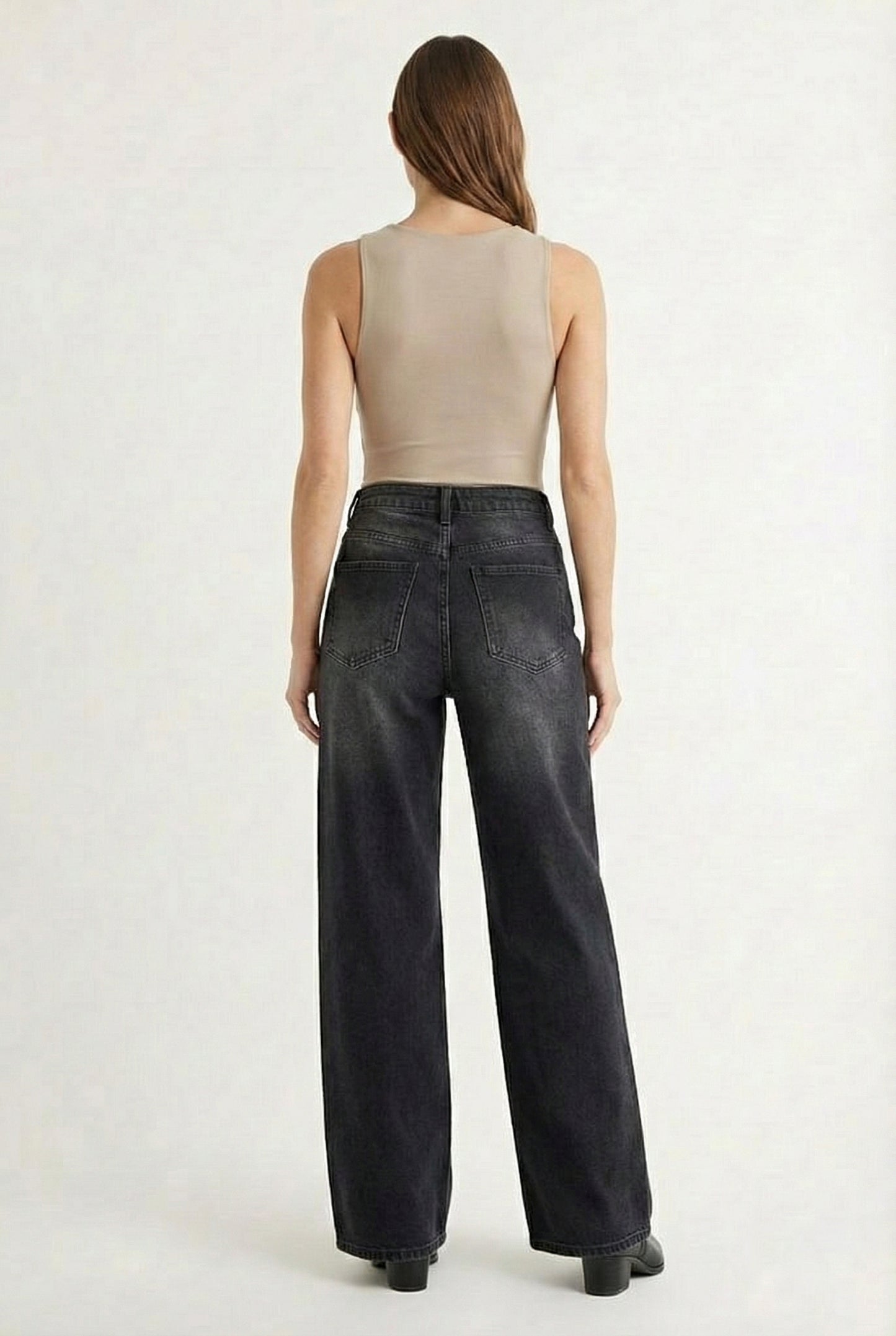 Lohnr Farrah Jean in Vintage Ash - High-waisted wide-leg denim