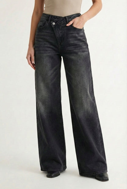 Lohnr Farrah Jean in Vintage Ash - High-waisted wide-leg denim