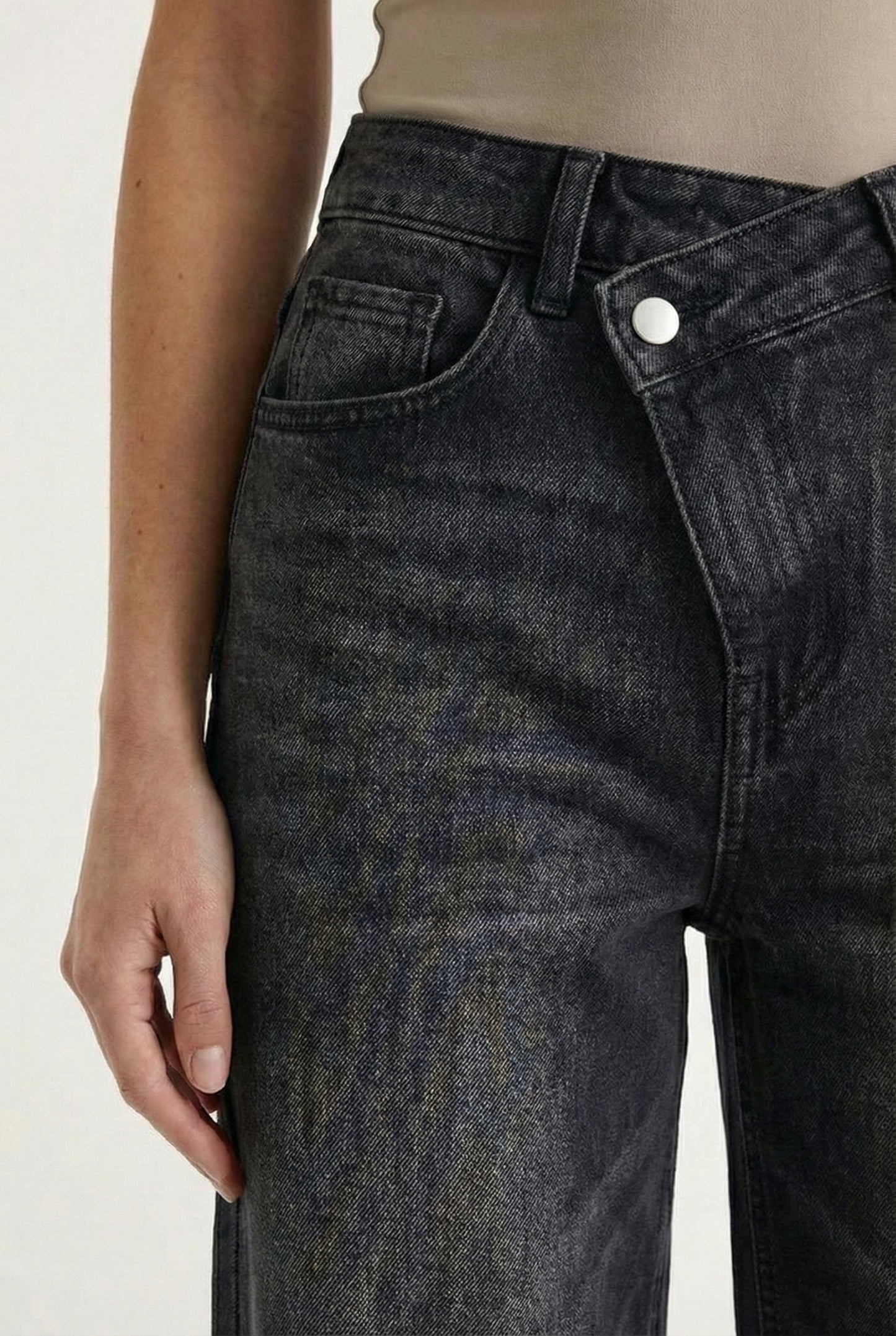 Lohnr Farrah Jean in Vintage Ash - High-waisted wide-leg denim