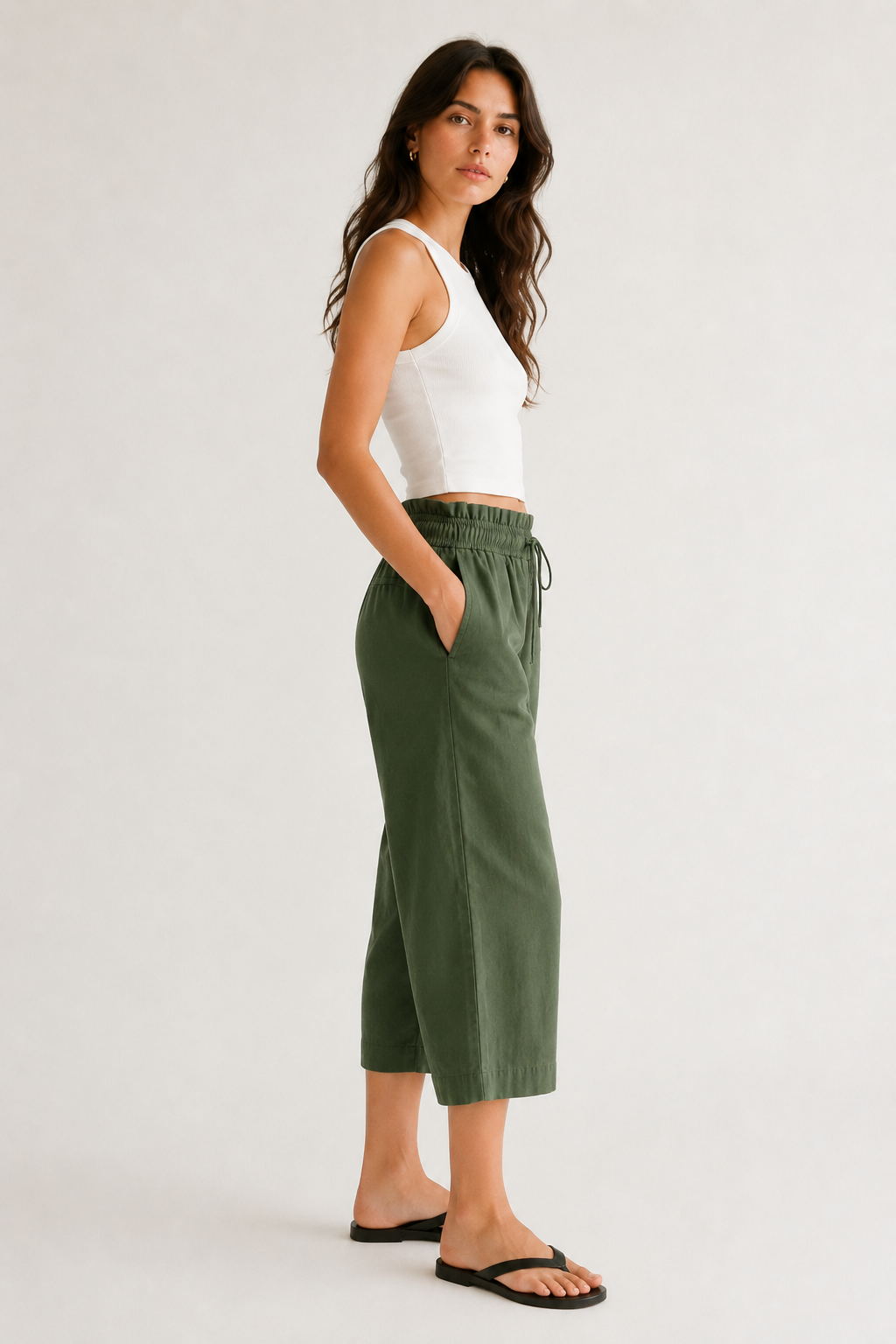 Lohnr relaxed cropped trouser in fatigue