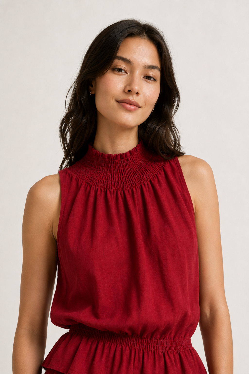 Lohnr Game Day Set in Garnet featuring a minimal sleeveless top and relaxed wide-leg trousers