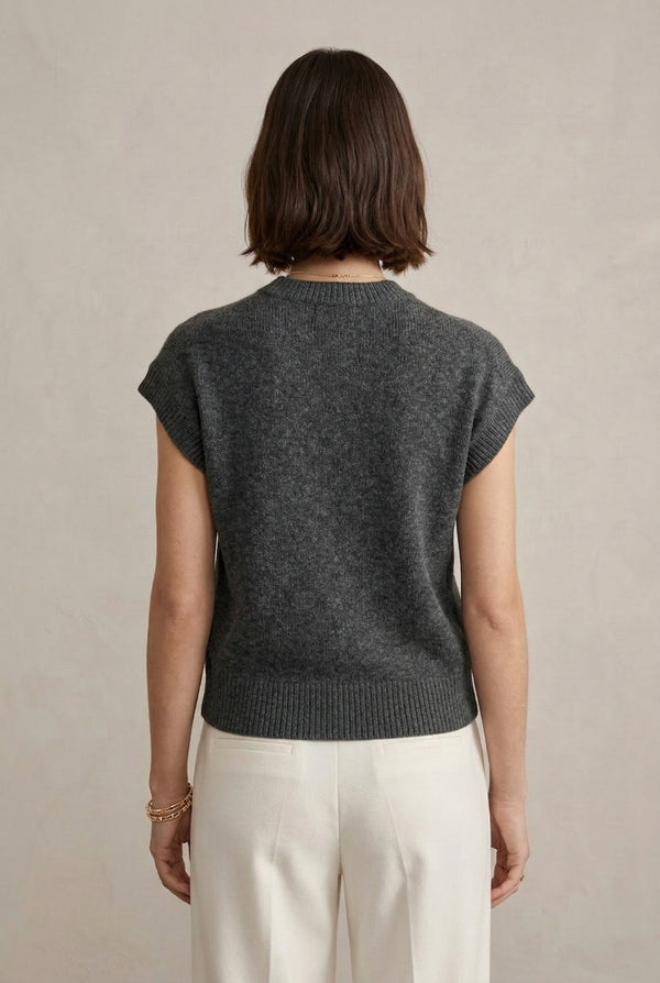 LOHNR premium women's sleeveless loungewear sweatshirt in Heather Charcoal