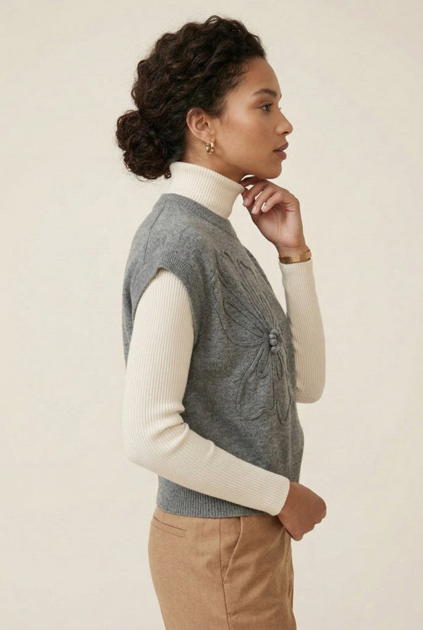 LOHNR premium women's sleeveless loungewear sweatshirt in Heather Chrome