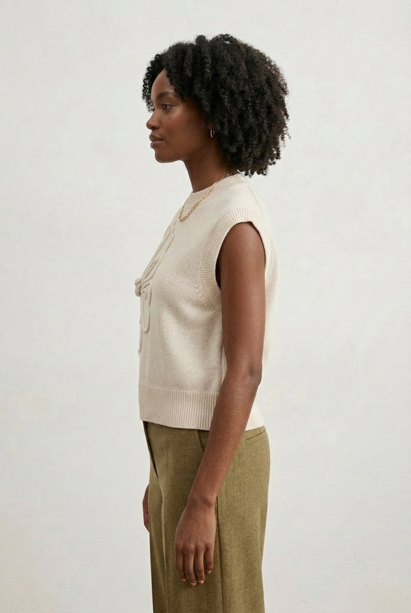 LOHNR premium women's sleeveless loungewear sweatshirt in Light Birch