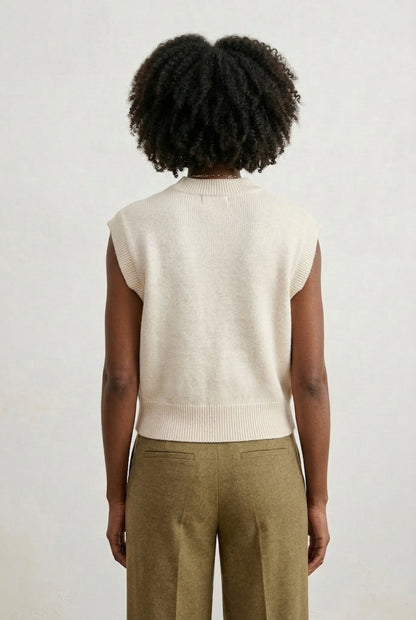 LOHNR premium women's sleeveless loungewear sweatshirt in Light Birch