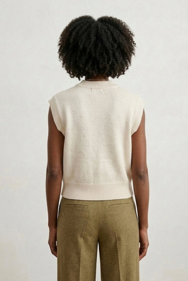 LOHNR premium women's sleeveless loungewear sweatshirt in Light Birch