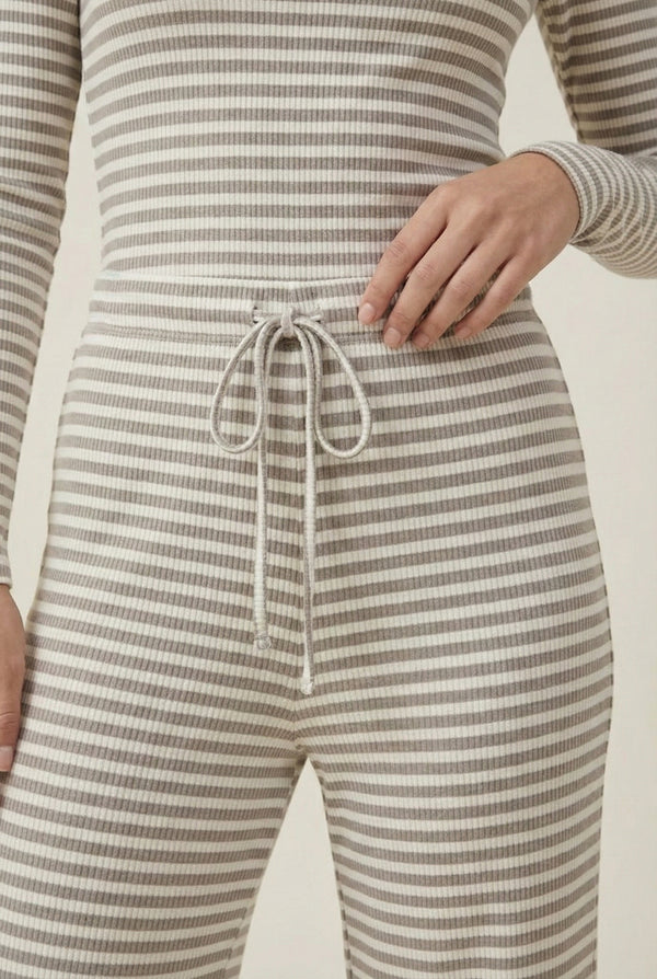 Lohnr The Mono Set in Drift - A luxury structured square-neck crop top and wide-leg trouser lounge set crafted from a smooth, premium sweatshirt material.