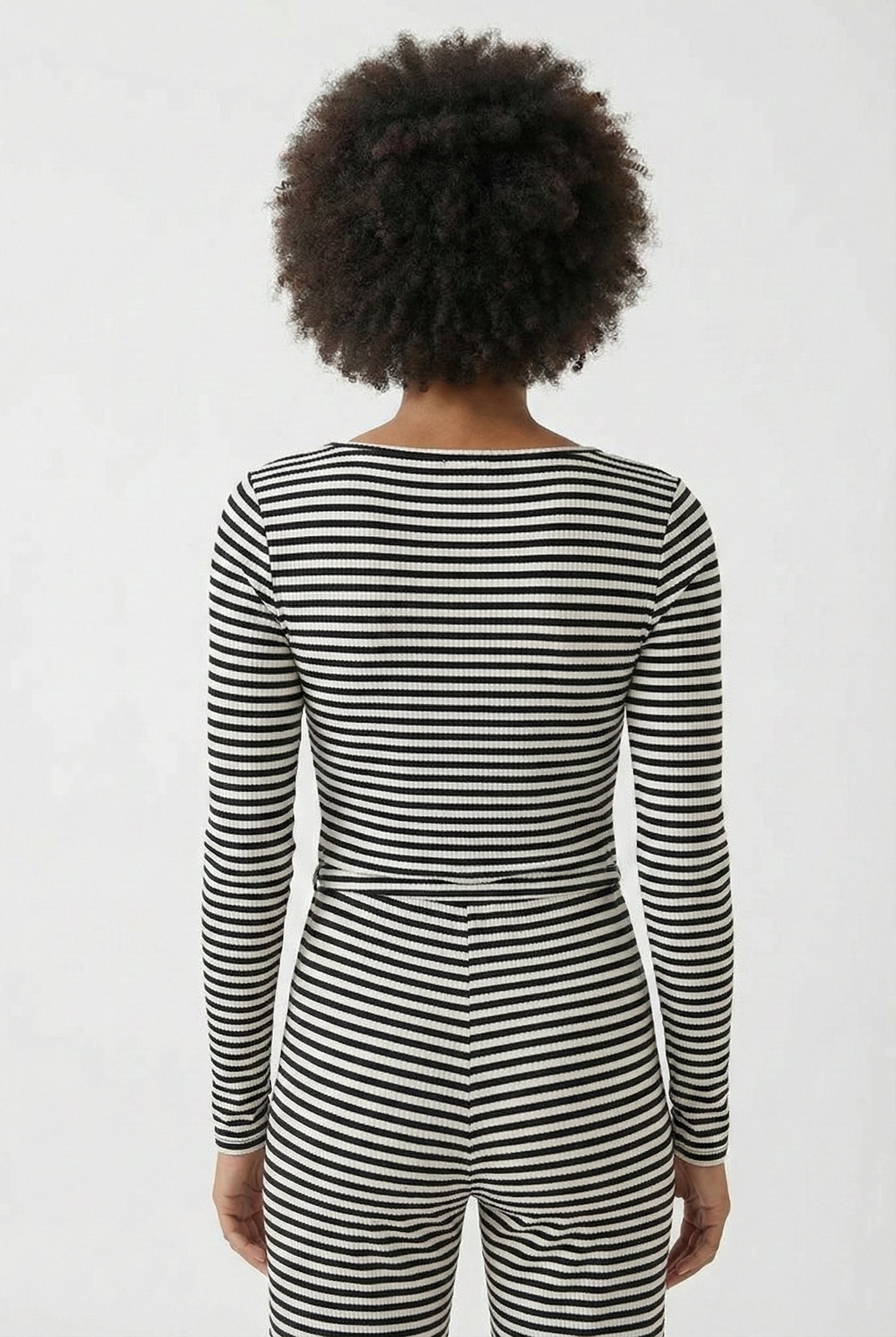 Lohnr The Mono Set in Ink - A luxury structured square-neck crop top and wide-leg trouser lounge set crafted from a smooth, premium sweatshirt material.