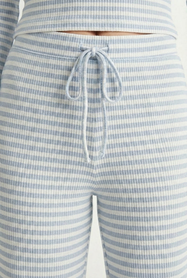 Lohnr The Mono Set in Pebble - A luxury structured square-neck crop top and wide-leg trouser lounge set crafted from a smooth, premium sweatshirt material.