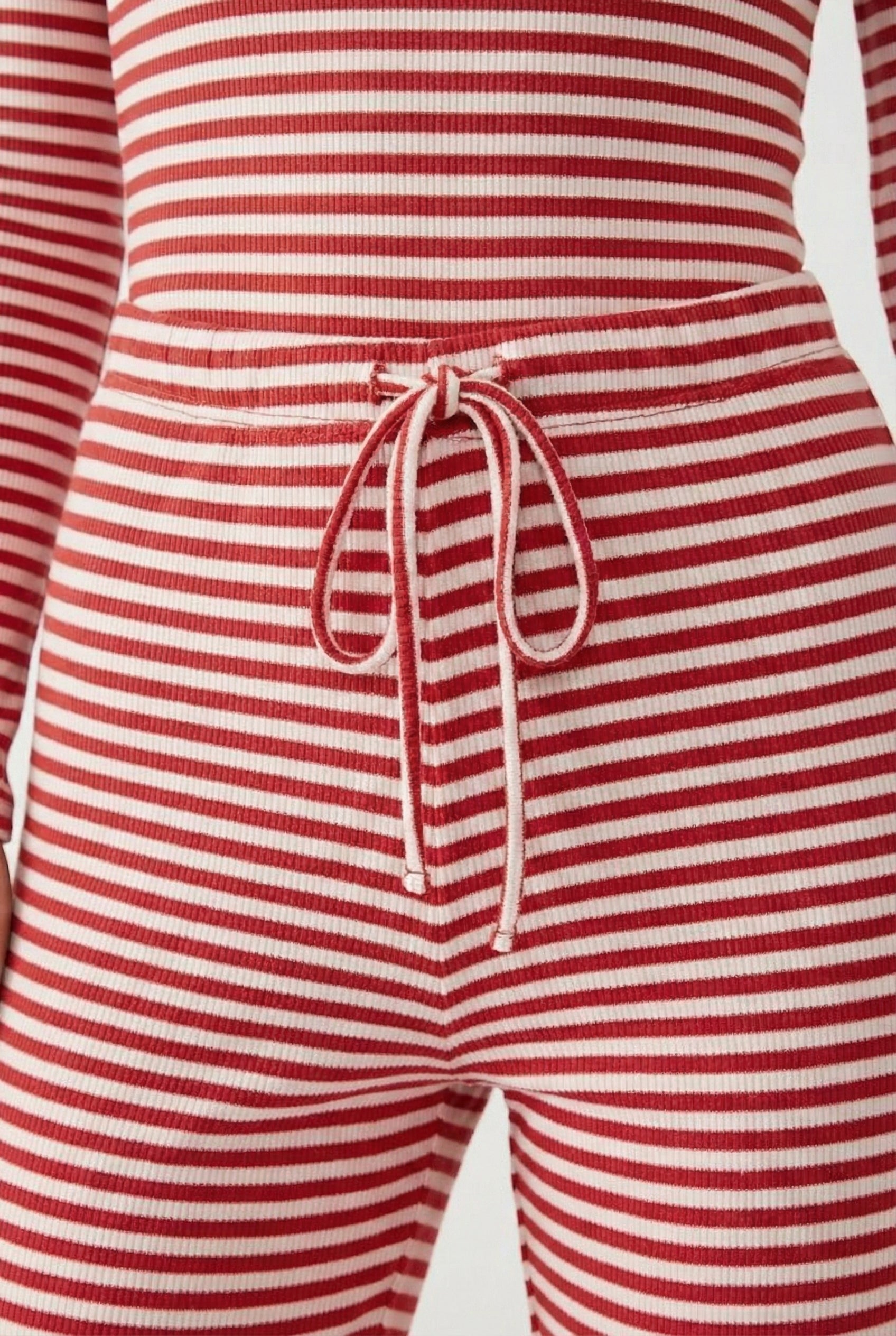 Lohnr The Mono Set in Poppy - A luxury structured square-neck crop top and wide-leg trouser lounge set crafted from a smooth, premium sweatshirt material.