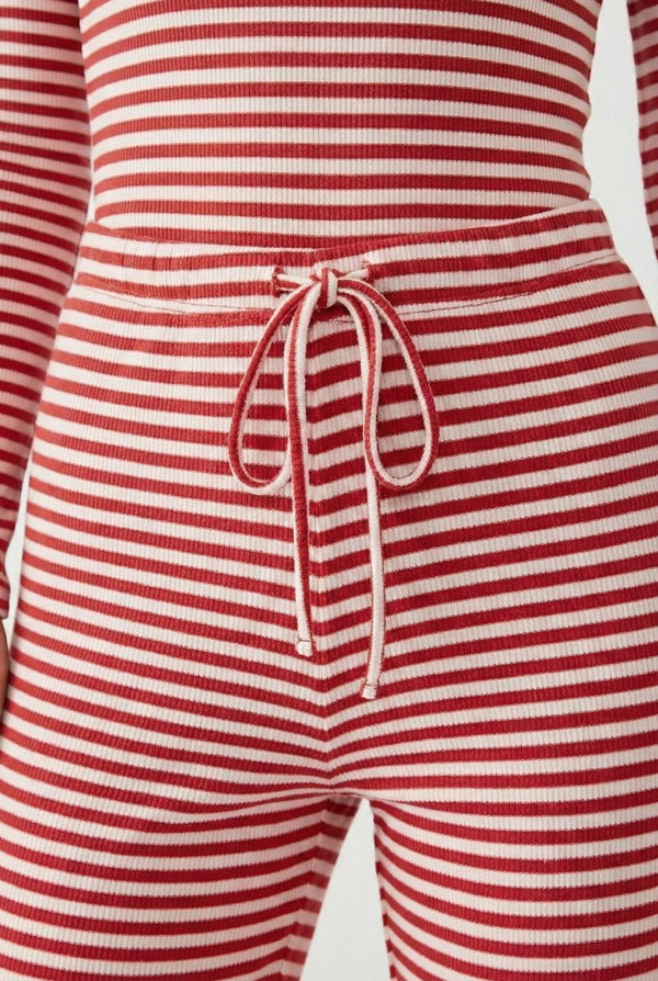 Lohnr The Mono Set in Poppy - A luxury structured square-neck crop top and wide-leg trouser lounge set crafted from a smooth, premium sweatshirt material.