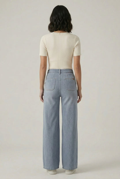 LOHNR Muse Jeans in Glacier Wash - High-Waisted Wide Leg Denim