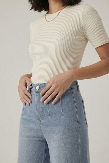 LOHNR Muse Jeans in Glacier Wash - High-Waisted Wide Leg Denim