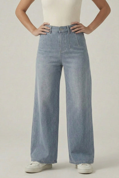 LOHNR Muse Jeans in Glacier Wash - High-Waisted Wide Leg Denim