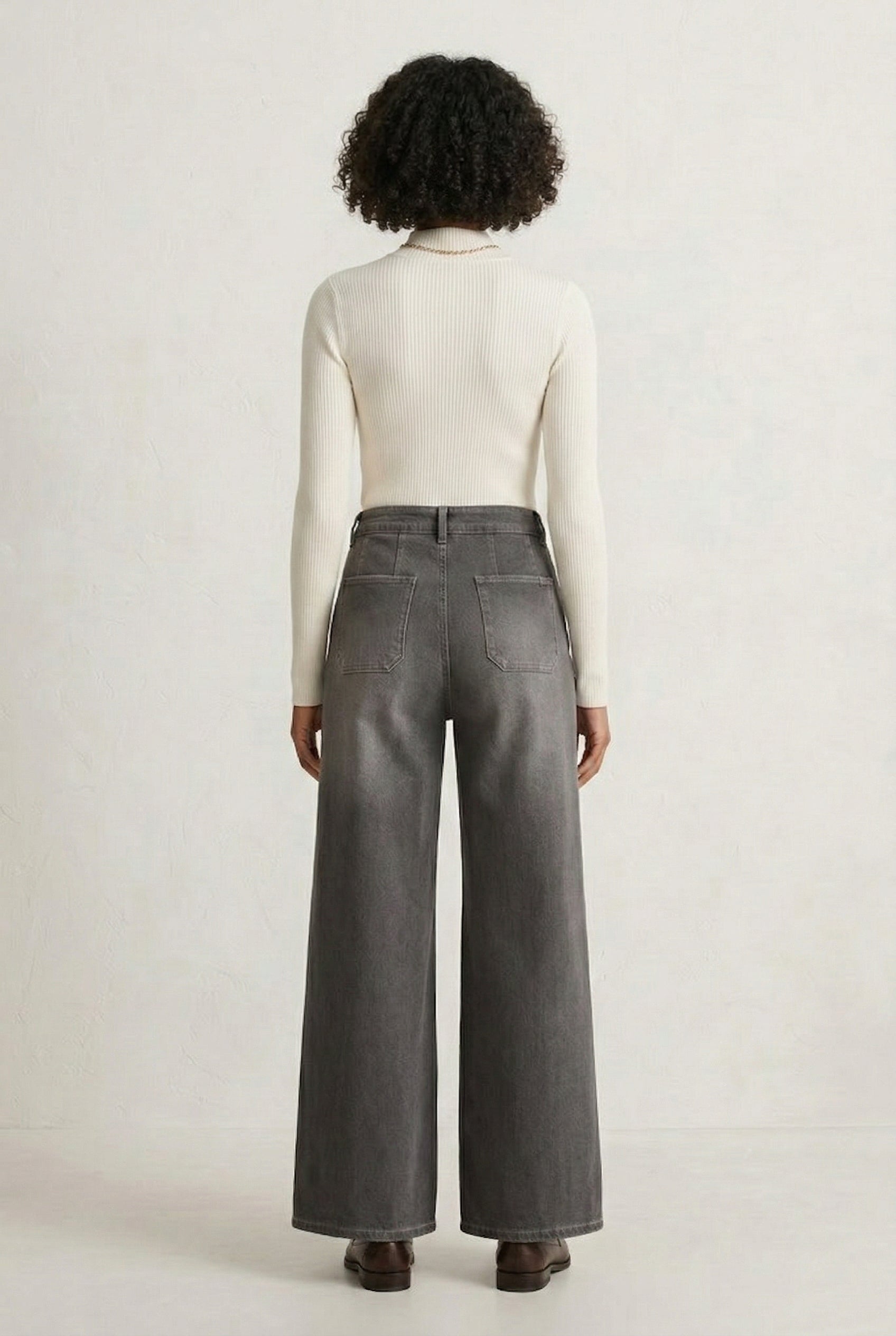 LOHNR Muse Jeans in Smoked Slate - High-Waisted Wide Leg Denim