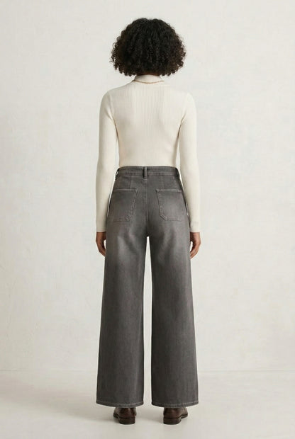 LOHNR Muse Jeans in Smoked Slate - High-Waisted Wide Leg Denim