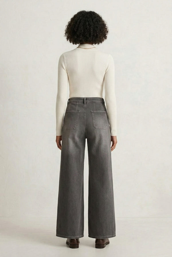 LOHNR Muse Jeans in Smoked Slate - High-Waisted Wide Leg Denim