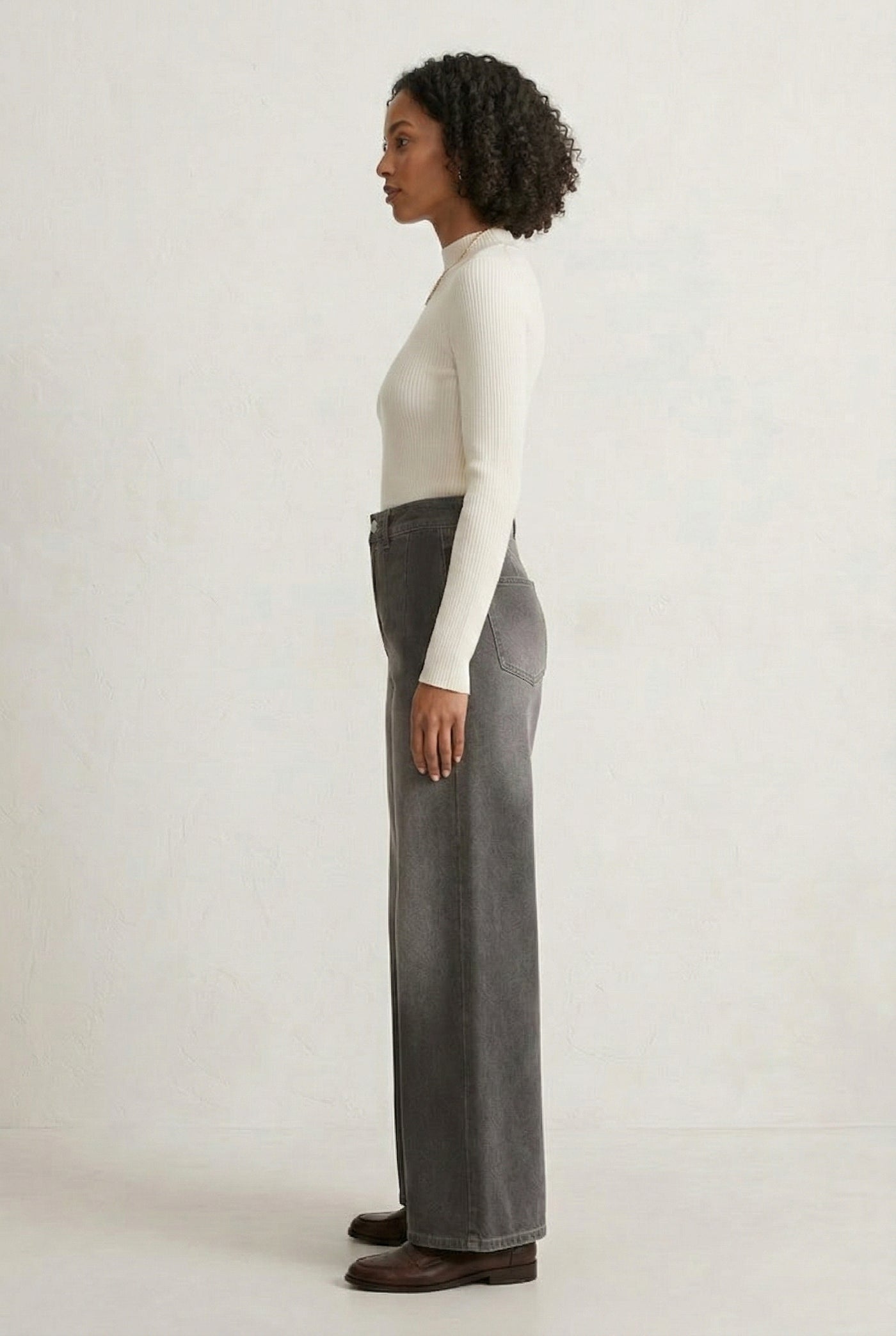 LOHNR Muse Jeans in Smoked Slate - High-Waisted Wide Leg Denim
