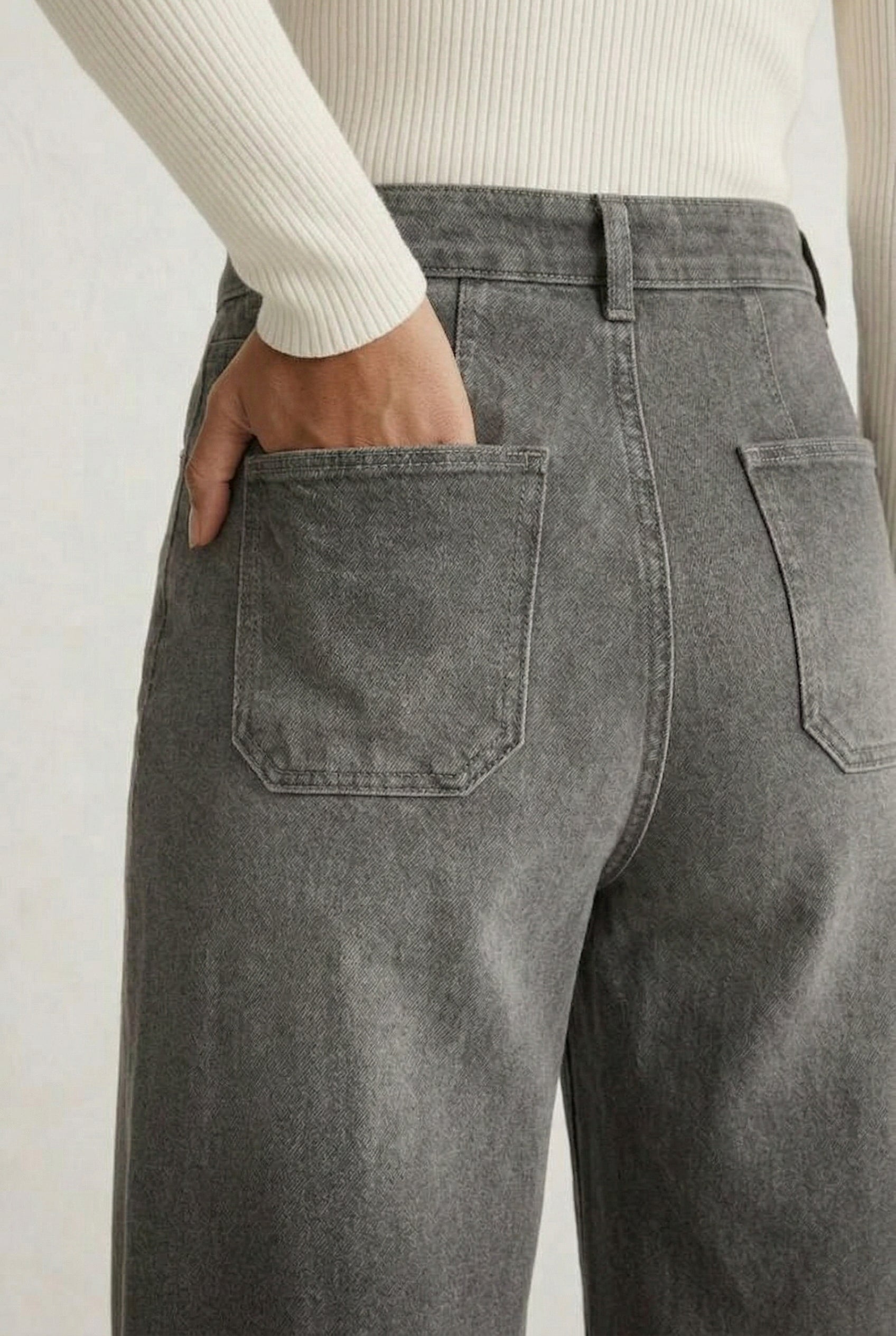 LOHNR Muse Jeans in Smoked Slate - High-Waisted Wide Leg Denim