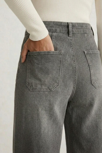 LOHNR Muse Jeans in Smoked Slate - High-Waisted Wide Leg Denim