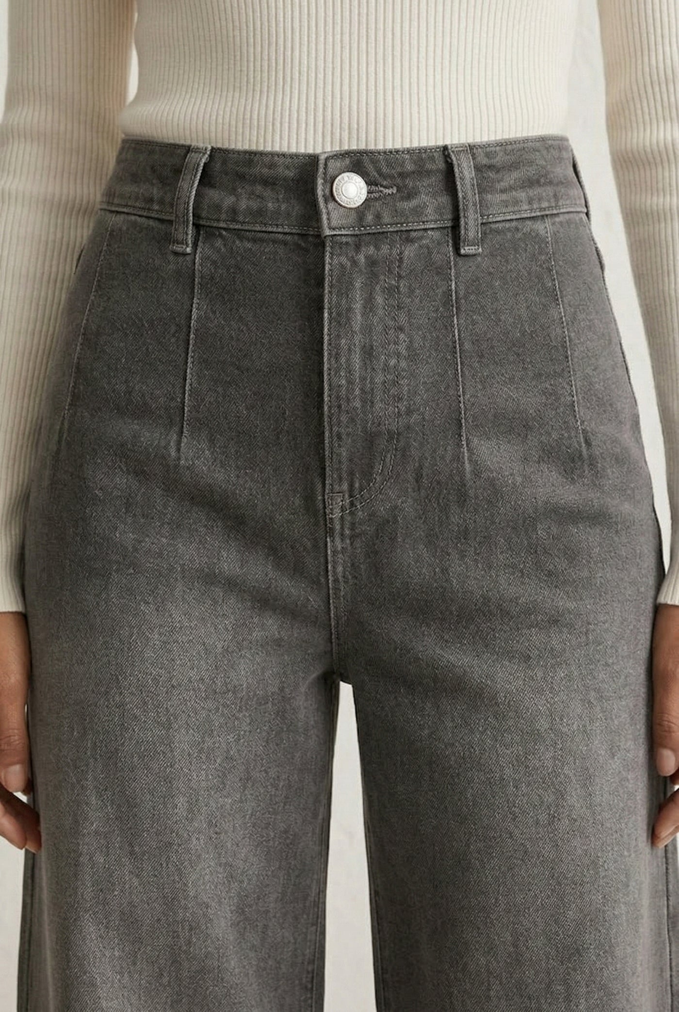 LOHNR Muse Jeans in Smoked Slate - High-Waisted Wide Leg Denim