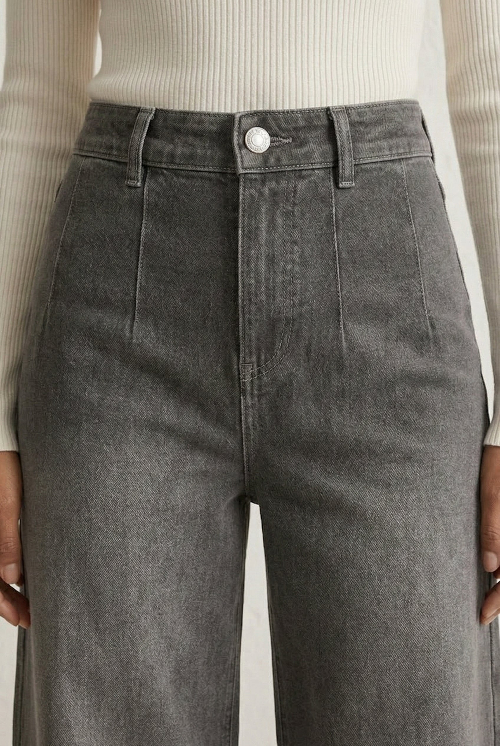 LOHNR Muse Jeans in Smoked Slate - High-Waisted Wide Leg Denim