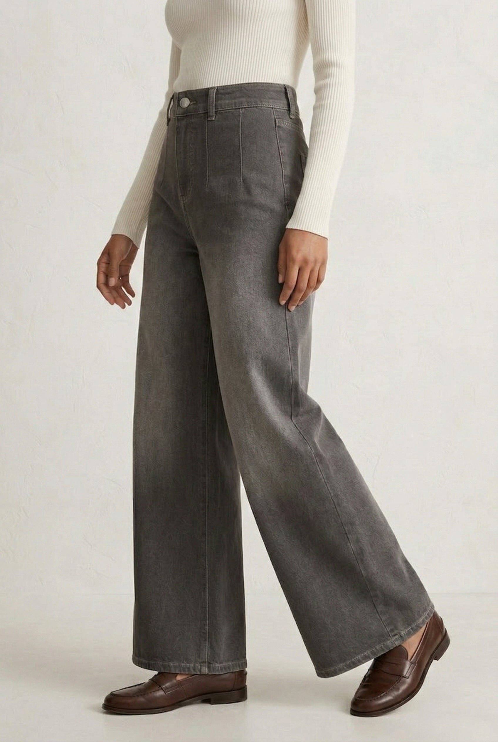 LOHNR Muse Jeans in Smoked Slate - High-Waisted Wide Leg Denim