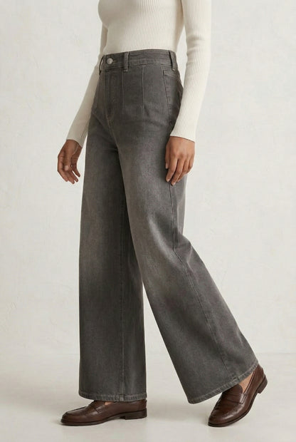 LOHNR Muse Jeans in Smoked Slate - High-Waisted Wide Leg Denim