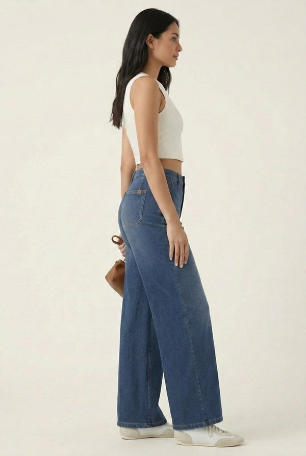LOHNR Muse Jeans in Vintage Indigo - High-Waisted Wide Leg Denim