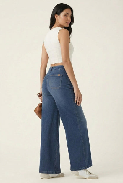 LOHNR Muse Jeans in Vintage Indigo - High-Waisted Wide Leg Denim