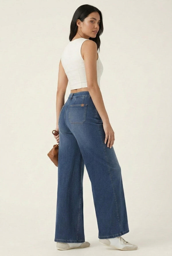 LOHNR Muse Jeans in Vintage Indigo - High-Waisted Wide Leg Denim