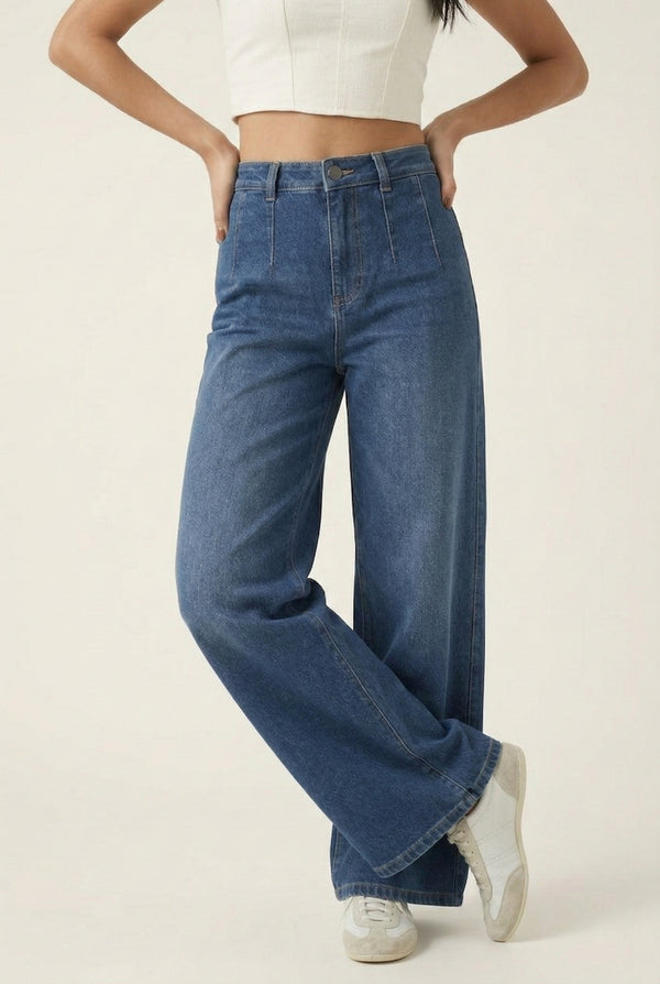 LOHNR Muse Jeans in Vintage Indigo - High-Waisted Wide Leg Denim