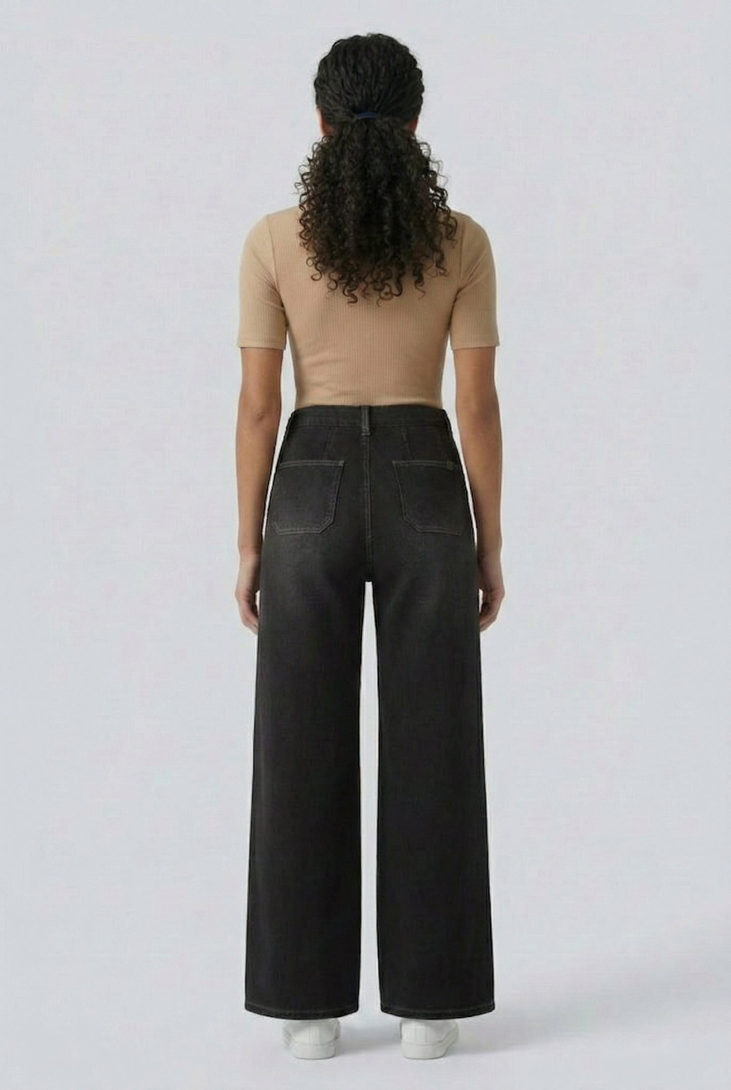 LOHNR Muse Jeans in Washed Onyx - High-Waisted Wide Leg Denim