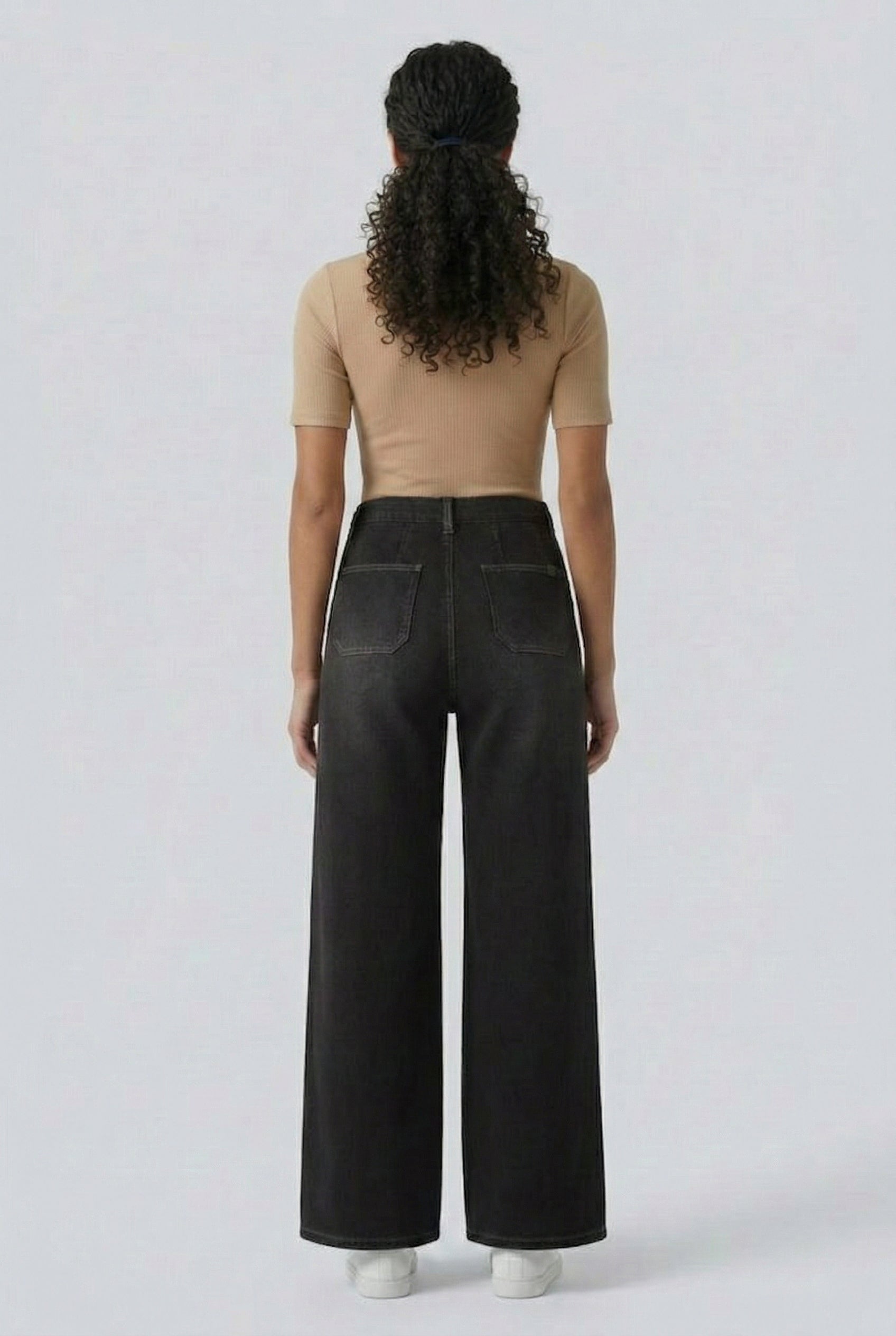 LOHNR Muse Jeans in Washed Onyx - High-Waisted Wide Leg Denim
