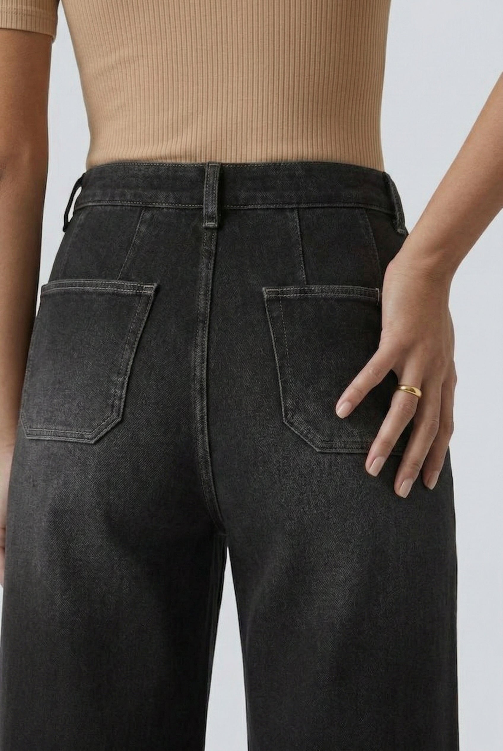 LOHNR Muse Jeans in Washed Onyx - High-Waisted Wide Leg Denim