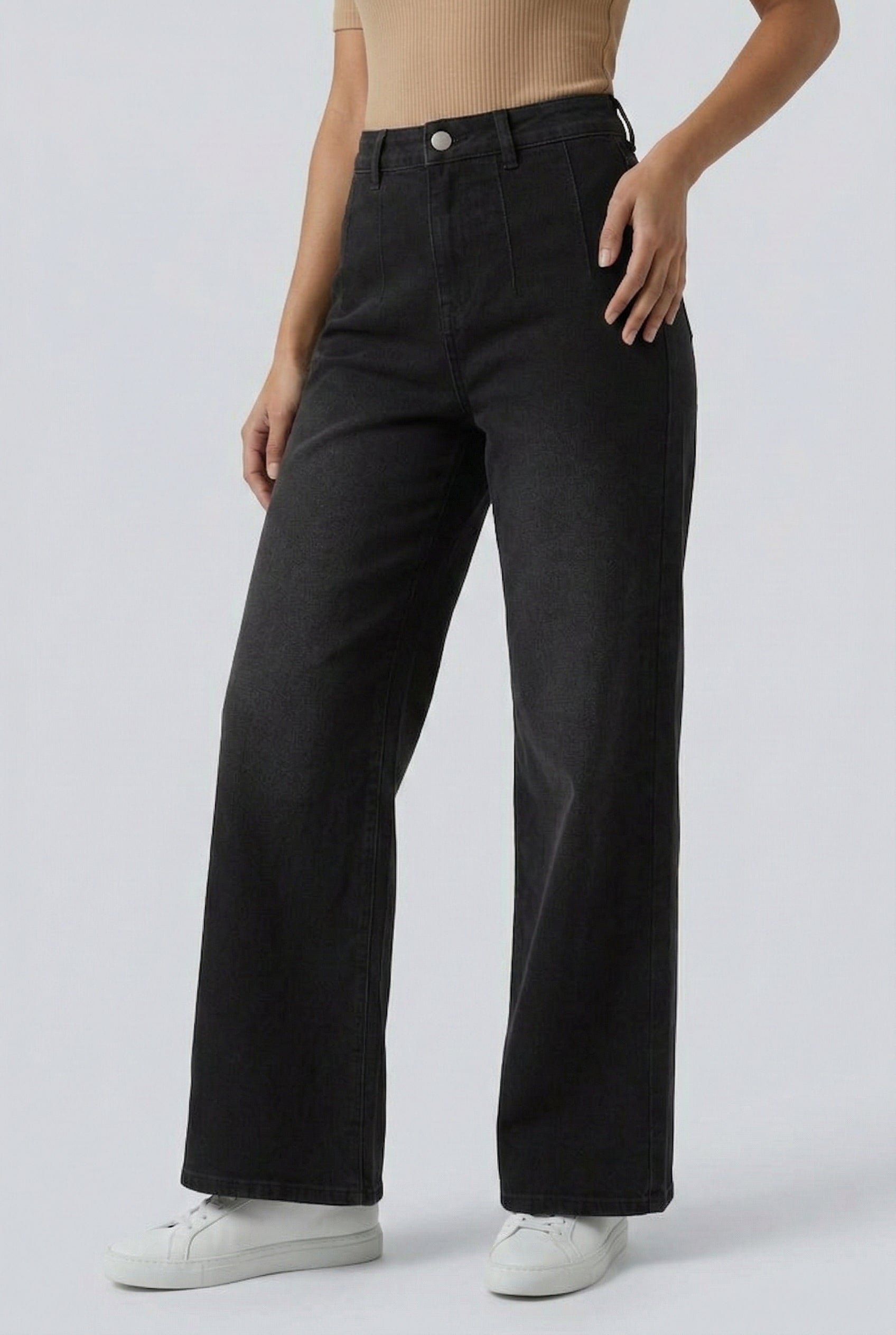 LOHNR Muse Jeans in Washed Onyx - High-Waisted Wide Leg Denim