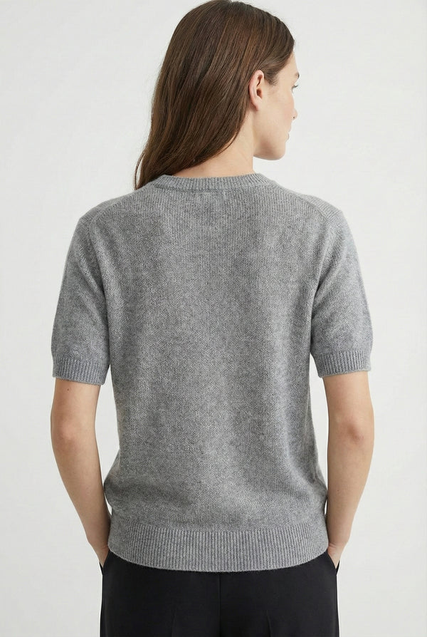 LOHNR Rhea Sweater in Ash - Breathable luxury sculpted tee with architectural drape and silky finish
