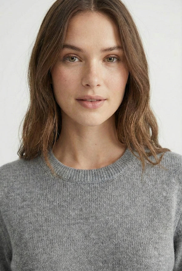 LOHNR Rhea Sweater in Ash - Breathable luxury sculpted tee with architectural drape and silky finish