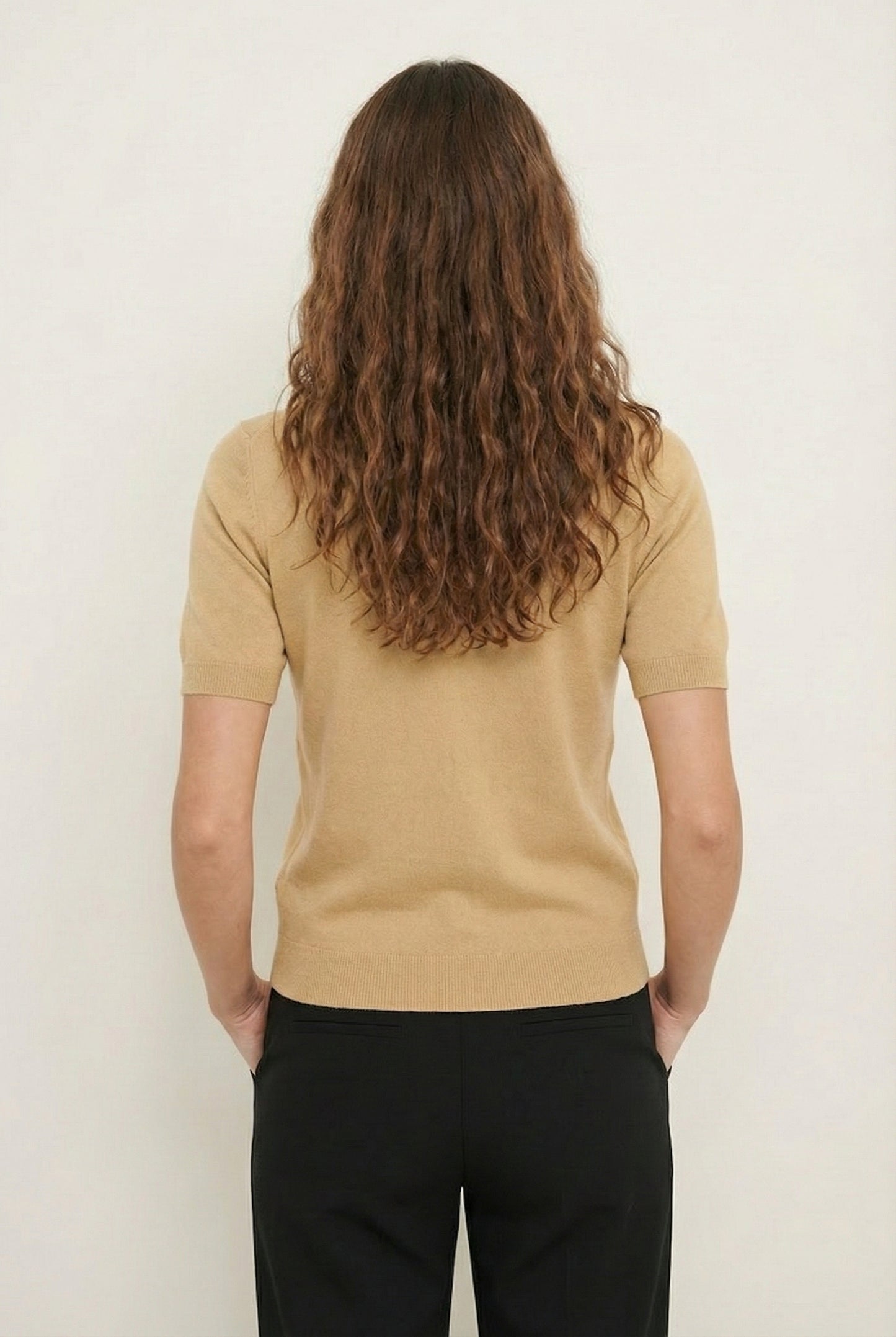 LOHNR Rhea Sweater in Butter - Breathable luxury sculpted tee with architectural drape and silky finish
